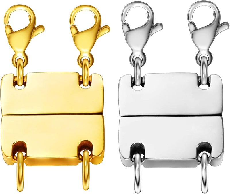 Qulltk Necklace Layering Clasp Magnetic Clasps for Jewelry, Gold and Silver Separator for Stackable Necklaces and Chains - Image 1